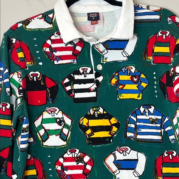 Rowing Blazers Rugby Shirt Tiny Rugy Shirts Print Green Size Medium - Picture 5 of 8